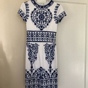 Blue and white dress